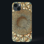 iPhone 13 Case Fleur de tournesol sur l'arrière - plan bleu-vert<br><div class="desc">Une copie agressive d'une fleur de tournesol sur un arrière - plan bleu-vert. Vous pouvez presque entendre les abeilles ronfler près de la fleur,  prête à aider à polliniser le monde avec cette beauté botanique !</div>