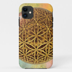Coque Case-Mate Pour iPhone Fleur de Vie / Blume des Lebens - grille en or