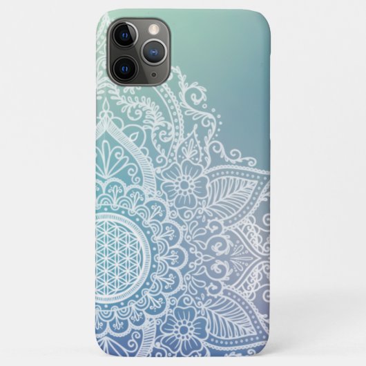 Coques Case-Mate iPhone Fleur de vie Mandala pastel bleu (Dos)