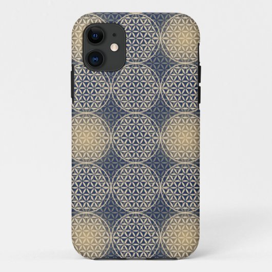 Coques Case-Mate iPhone Fleur de vie - motif de timbre - sable bleu (Dos)