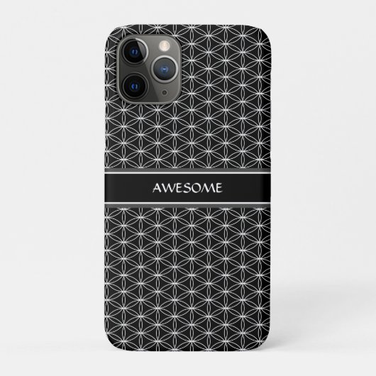 Coques Case-Mate iPhone Fleur de vie Motif sur noir (Dos)
