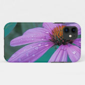 Coques Case-Mate iPhone fleur d'Echinacea pourpre avec gouttes d'eau (Dos (Horizontal))