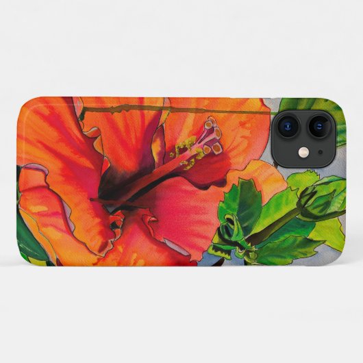Coques Case-Mate iPhone Fleur d'Hibiscus du néon tropical (Dos (Horizontal))