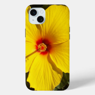 Coque iPhone 15 Mini Fleur d'Hibiscus jaune