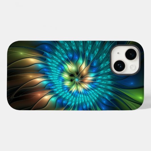 Coques Case-Mate iPhone Fleur d'Imaginaire lumineux, Fractale Abstraite co (Verso (horizontal))