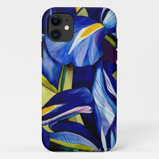 Coques Case-Mate iPhone Fleur d'Iris Bleu peinture originale à l'aquarelle (Dos)