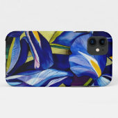 Coques Case-Mate iPhone Fleur d'Iris Bleu peinture originale à l'aquarelle (Dos (Horizontal))