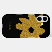 Coques Case-Mate iPhone fleur d'or graphique sur noir (Verso (horizontal))