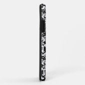Coques Case-Mate iPhone fleur en damassé noir et blanc (Dos/Droite)