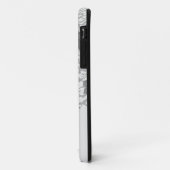 Coques Case-Mate iPhone fleur en damassé noir et blanc (Dos/Gauche)