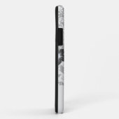 Coques Case-Mate iPhone fleur en damassé noir et blanc (Dos/Droite)