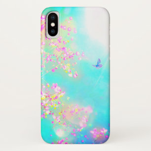Case-Mate iPhone Case Fleur et papillon fleuri ressort bleu rose