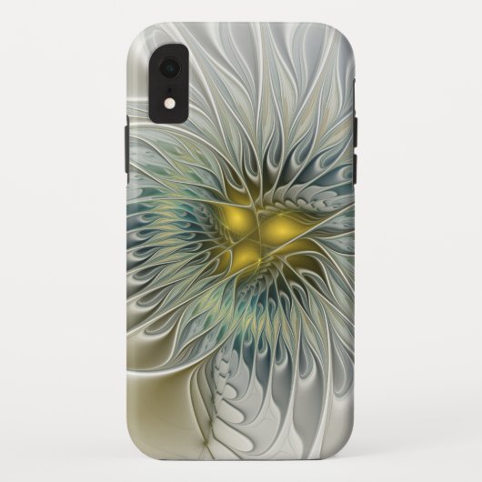 Coques Case-Mate iPhone Fleur Fantastique Argent Doré Art Fractal Abstrait (Dos)