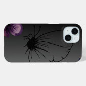 Coques Case-Mate iPhone Fleur florale violette de papillon noir (Verso (horizontal))