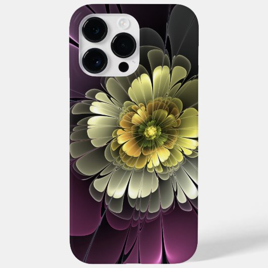 Coques Case-Mate iPhone Fleur fractale grise et pourpre moderne abstraite (Verso)