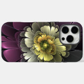 Coques Case-Mate iPhone Fleur fractale grise et pourpre moderne abstraite (Verso (horizontal))