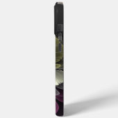 Coques Case-Mate iPhone Fleur fractale grise et pourpre moderne abstraite (Verso / Gauche)