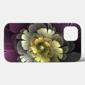 Coques Case-Mate iPhone Fleur fractale grise et pourpre moderne abstraite (Verso (horizontal))