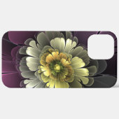 Coques Case-Mate iPhone Fleur fractale grise et pourpre moderne abstraite (Retour (horizontal))
