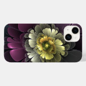 Coques Case-Mate iPhone Fleur fractale grise et pourpre moderne abstraite (Verso (horizontal))
