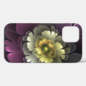 Coques Case-Mate iPhone Fleur fractale grise pourpre moderne abstraite (Verso (horizontal))