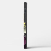 Coques Case-Mate iPhone Fleur fractale grise pourpre moderne abstraite (Verso / Gauche)