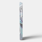 Coques Case-Mate iPhone Fleur fractale moderne abstraite avec du bleu (Verso / Gauche)