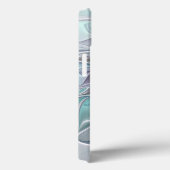 Coques Case-Mate iPhone Fleur fractale moderne abstraite avec du bleu (Verso / Droite)