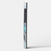 Coques Case-Mate iPhone Fleur fractale moderne abstraite avec du bleu (Verso / Gauche)