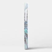 Coques Case-Mate iPhone Fleur fractale moderne abstraite avec du bleu (Verso / Gauche)