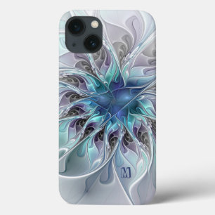 Case-Mate iPhone Case Fleur fractale moderne abstraite avec monogramme b