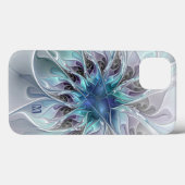 Coques Case-Mate iPhone Fleur fractale moderne abstraite avec monogramme b (Verso (horizontal))