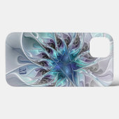 Coques Case-Mate iPhone Fleur fractale moderne abstraite avec monogramme b (Verso (horizontal))