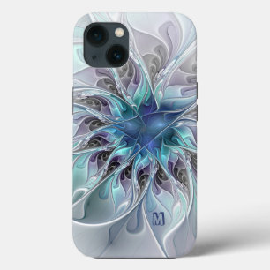 Case-Mate iPhone Case Fleur fractale moderne abstraite avec monogramme b