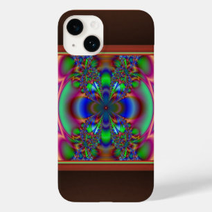 Coque Pour iPhone 14 Fleur fractale multicolore