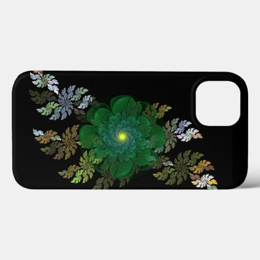Coques Case-Mate iPhone Fleur fractale verte (Verso (horizontal))