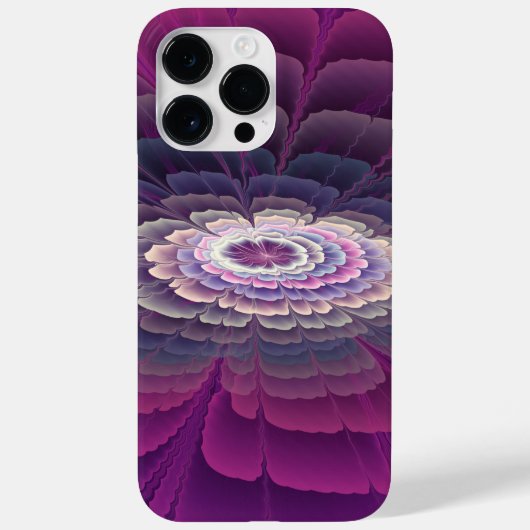 Coques Case-Mate iPhone Fleur frappante abstraite fractale couleur rose (Verso)