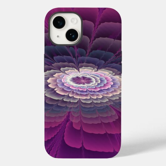 Coques Case-Mate iPhone Fleur frappante abstraite fractale couleur rose (Verso)
