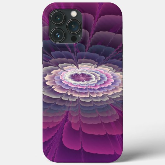 Coques Case-Mate iPhone Fleur frappante abstraite fractale couleur rose (Verso)