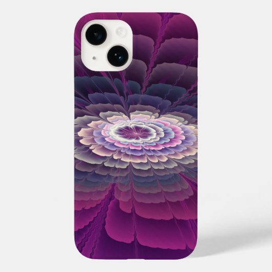 Coques Case-Mate iPhone Fleur frappante abstraite fractale couleur rose (Verso)