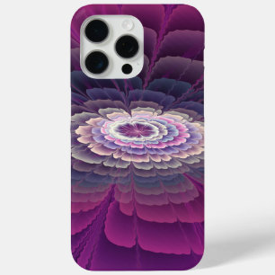 Coque iPhone 15 Pro Max Fleur frappante abstraite fractale couleur rose