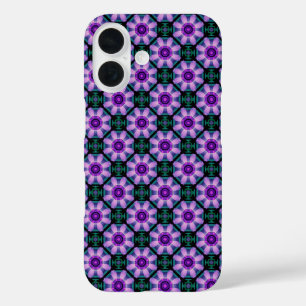 Coques iPhone 16 Fleur géométrique en violet