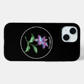 Coques Case-Mate iPhone Fleur Iridescente, Cercle Noir sur Noir, Nom (Verso (horizontal))