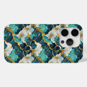 Coques Case-Mate iPhone Fleur Japonaise Sarcelle Or (Verso (horizontal))
