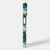 Coques Case-Mate iPhone Fleur Japonaise Sarcelle Or (Verso / Droite)