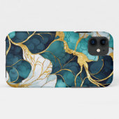 Coques Case-Mate iPhone Fleur Japonaise Sarcelle Or (Dos (Horizontal))