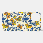 Coques Case-Mate iPhone Fleur jaune et feuille bleue design sans soudure (Verso (horizontal))