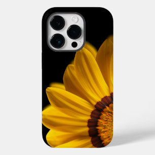 Coque Pour iPhone 14 Pro Fleur jaune sur arrière - plan noir
