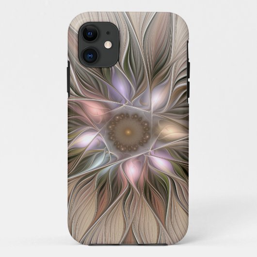 Coques Case-Mate iPhone Fleur joyeuse abstraite beige marron floral fracta (Dos)