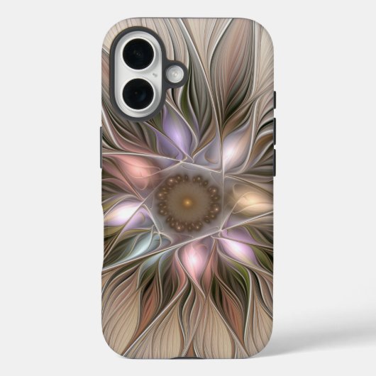 Coques Case-Mate iPhone Fleur joyeuse abstraite beige marron floral fracta (Verso)